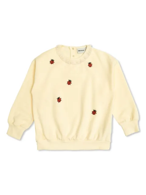 Mini Rodini sudadera bordada con volantes en el cuello