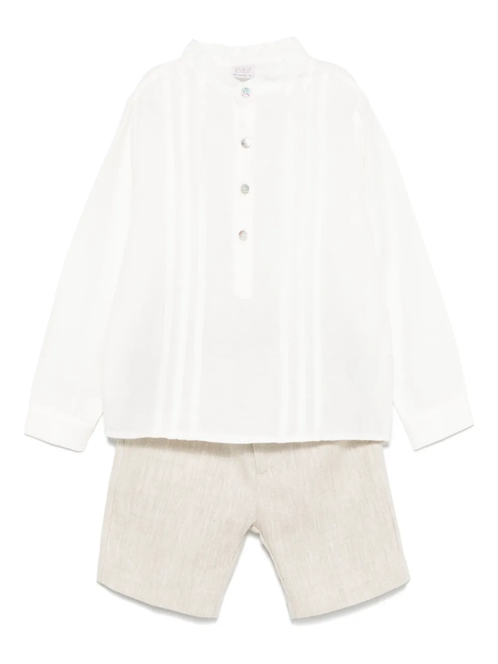 Paz Rodriguez slub-texture shorts set | Neutrals | Image 1