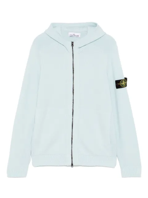Stone Island gauzed-effect hooded cardigan 