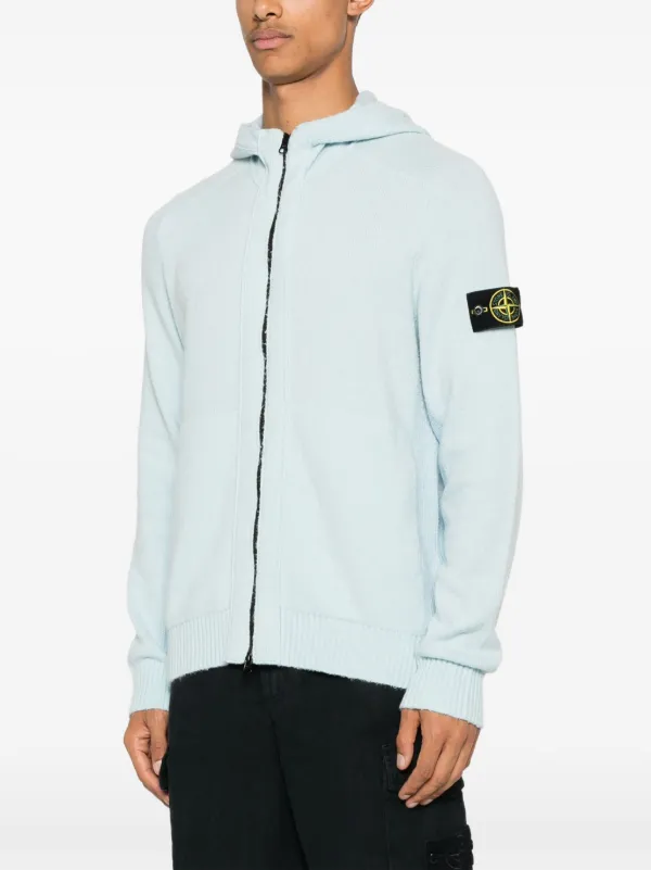 Stone Island gauzed-effect Hooded Cardigan | Blue | FARFETCH ZA