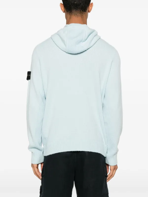 Stone Island gauzed-effect Hooded Cardigan | Blue | FARFETCH
