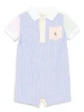 POLO RALPH LAUREN KIDS striped oxford-mesh romper - Blue
