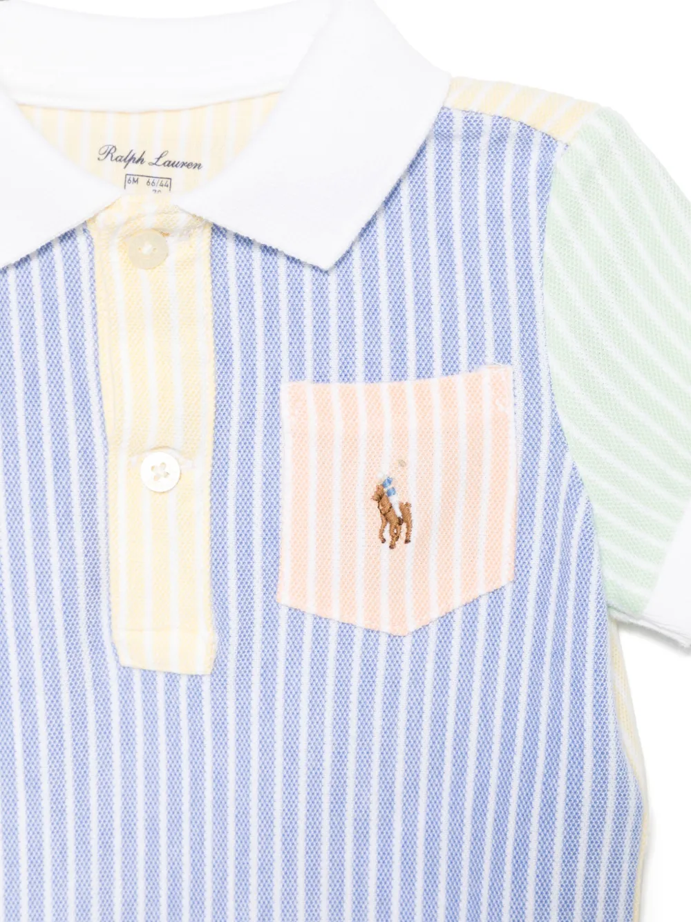 POLO RALPH LAUREN KIDS Gestreepte romper met Oxford mesh Blauw