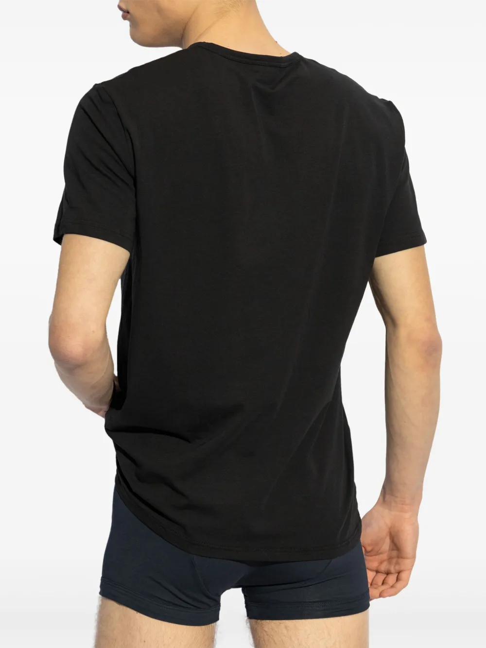 Emporio Armani Twee katoenen T-shirts met geborduurd logo Zwart