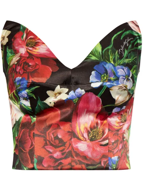 Dolce & Gabbana top strapless con rosas estampadas