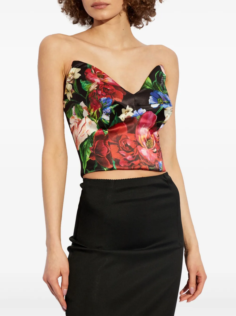 Dolce & Gabbana Strapless top met roosprint Rood