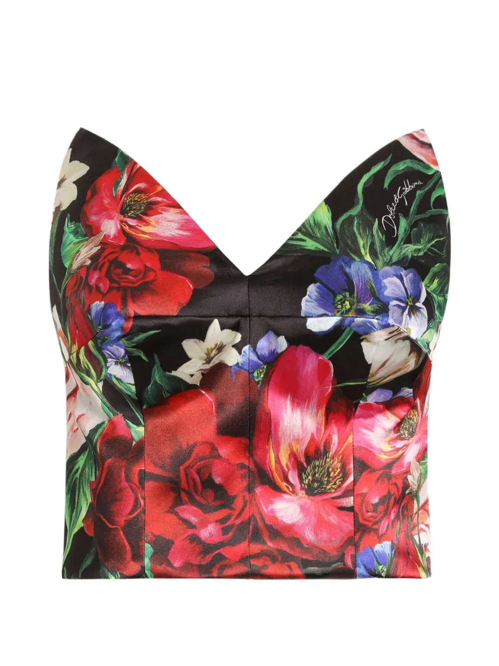 Dolce & Gabbana Rose-print strapless top - Red