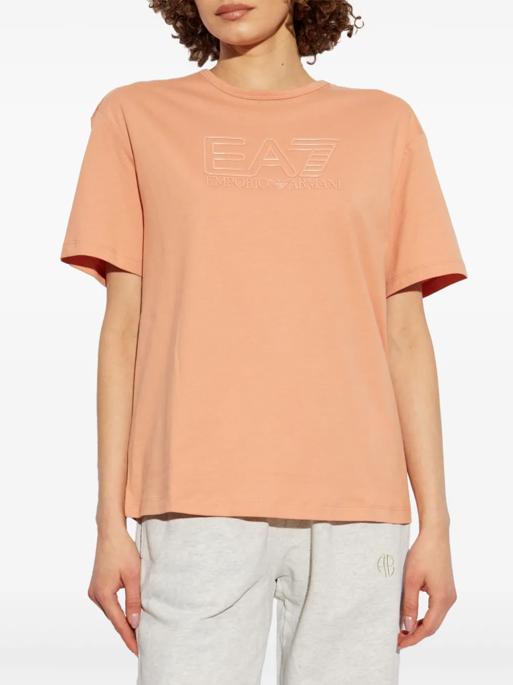 Ea7 Emporio Armani T-shirt met logo-reliëf Oranje