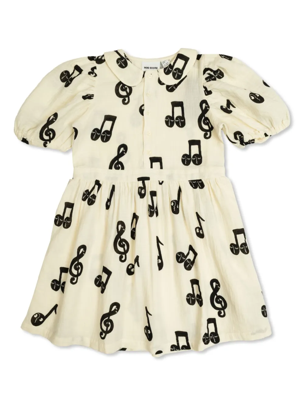 Mini Rodini Jurk met muzieknoot-print Wit