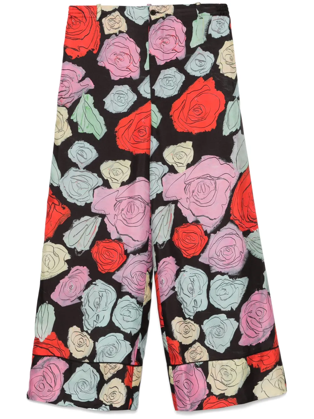 floral-print trousers