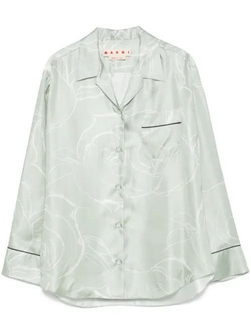 Chemise en soie à imprimé graphique - Marni - Modalova