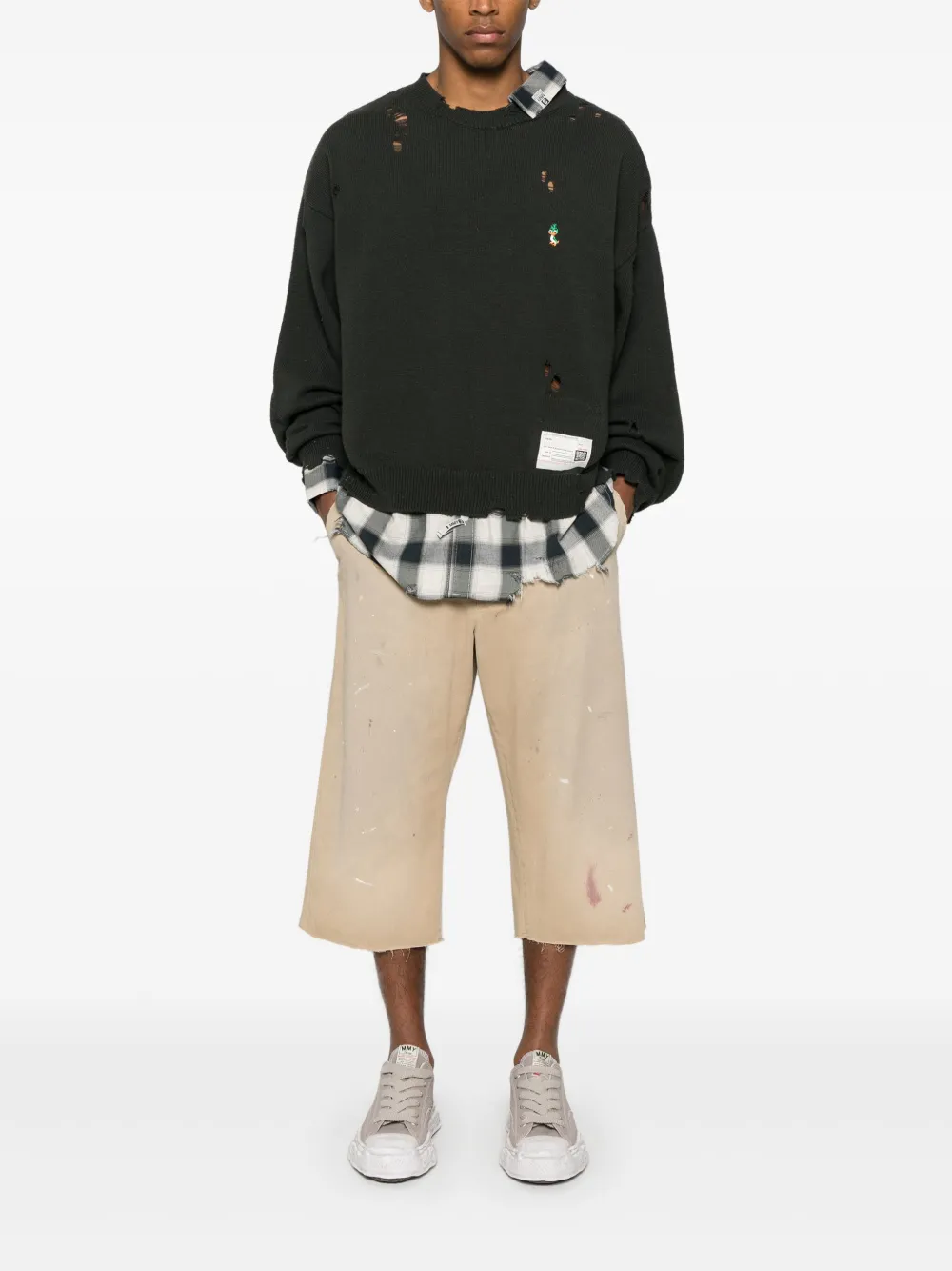 mm6maisonmargiela MM6 Maison Margiela Shorts met verfspatten - Beige