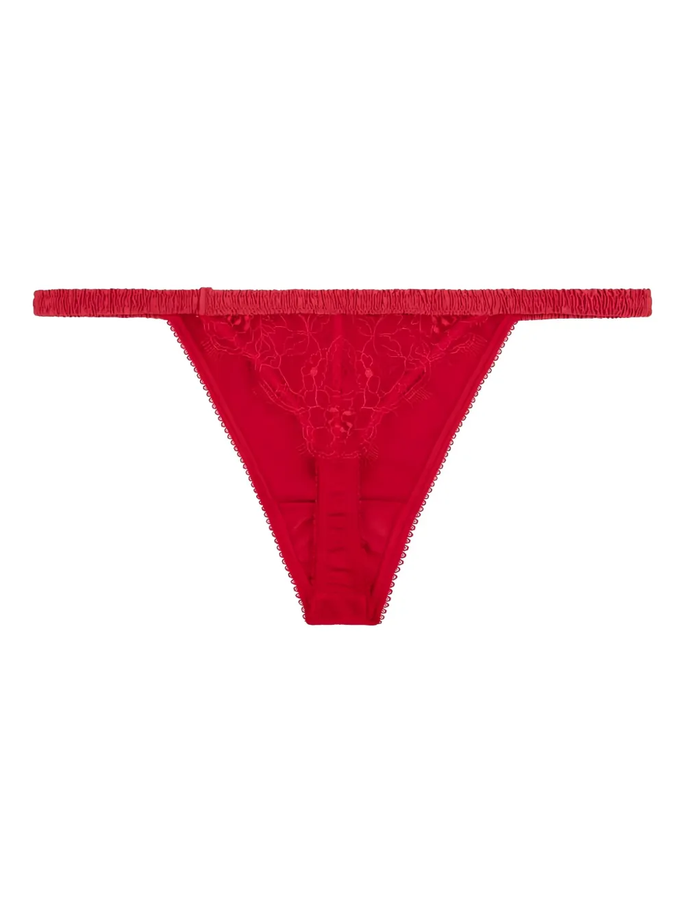 Love Stories Lace-trimmed Thong In Red