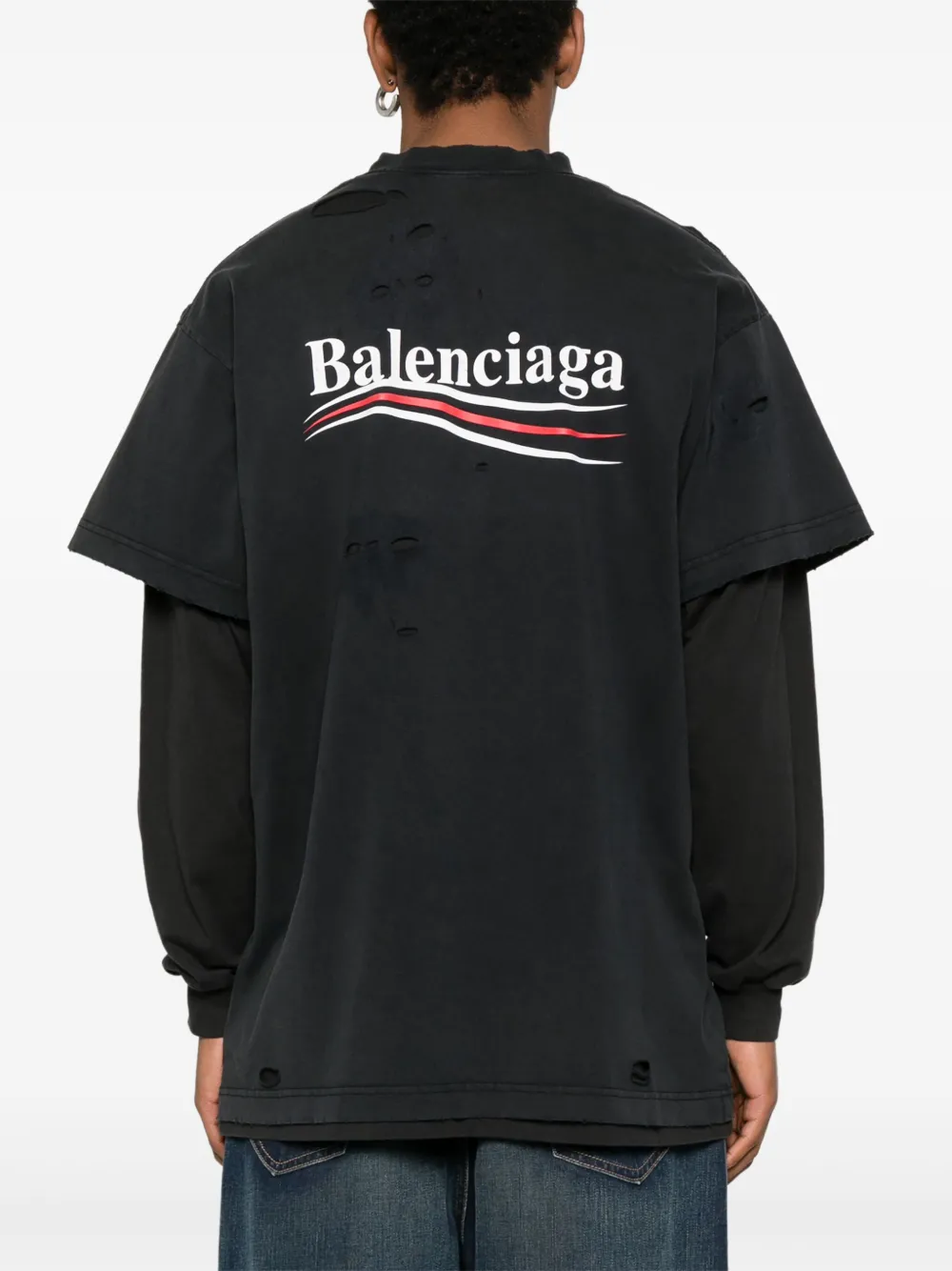 Balenciaga Gelaagd T-shirt met print Grijs