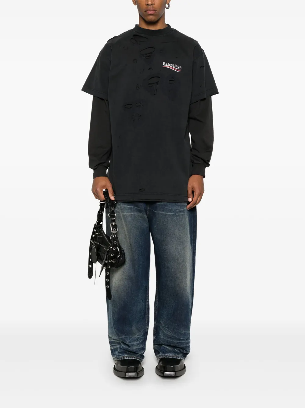 Balenciaga Gelaagd T-shirt met print Grijs