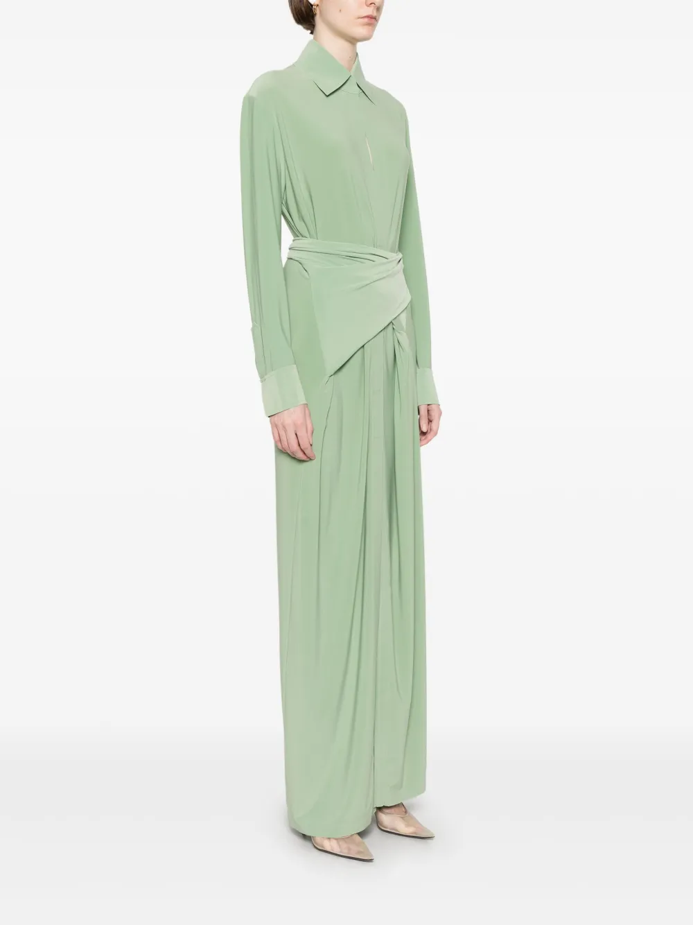 Norma Kamali Maxi-jurk met ceintuur Groen