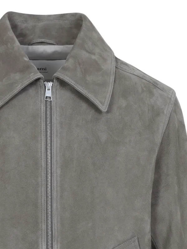 AMI Paris Suede Jacket | Grey | FARFETCH