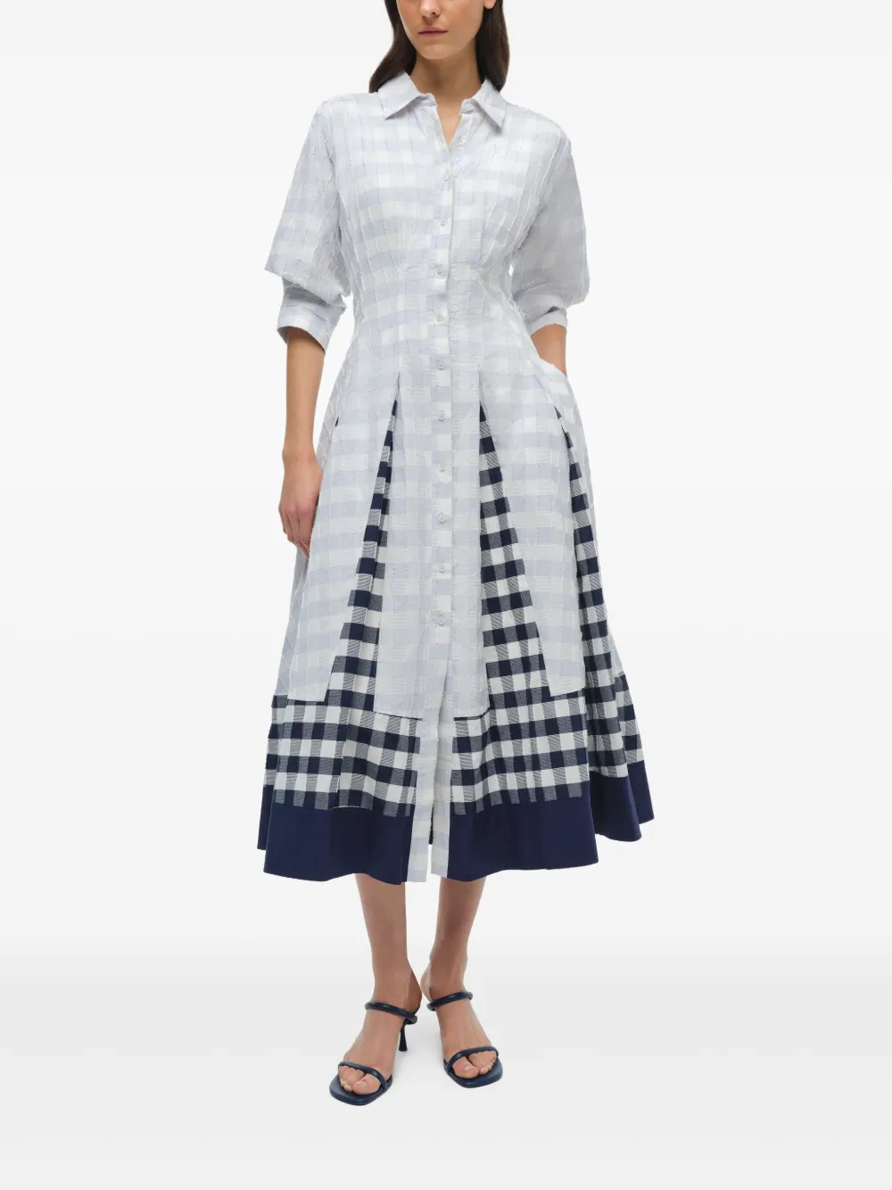 Simkhai checked midi dress - Blauw