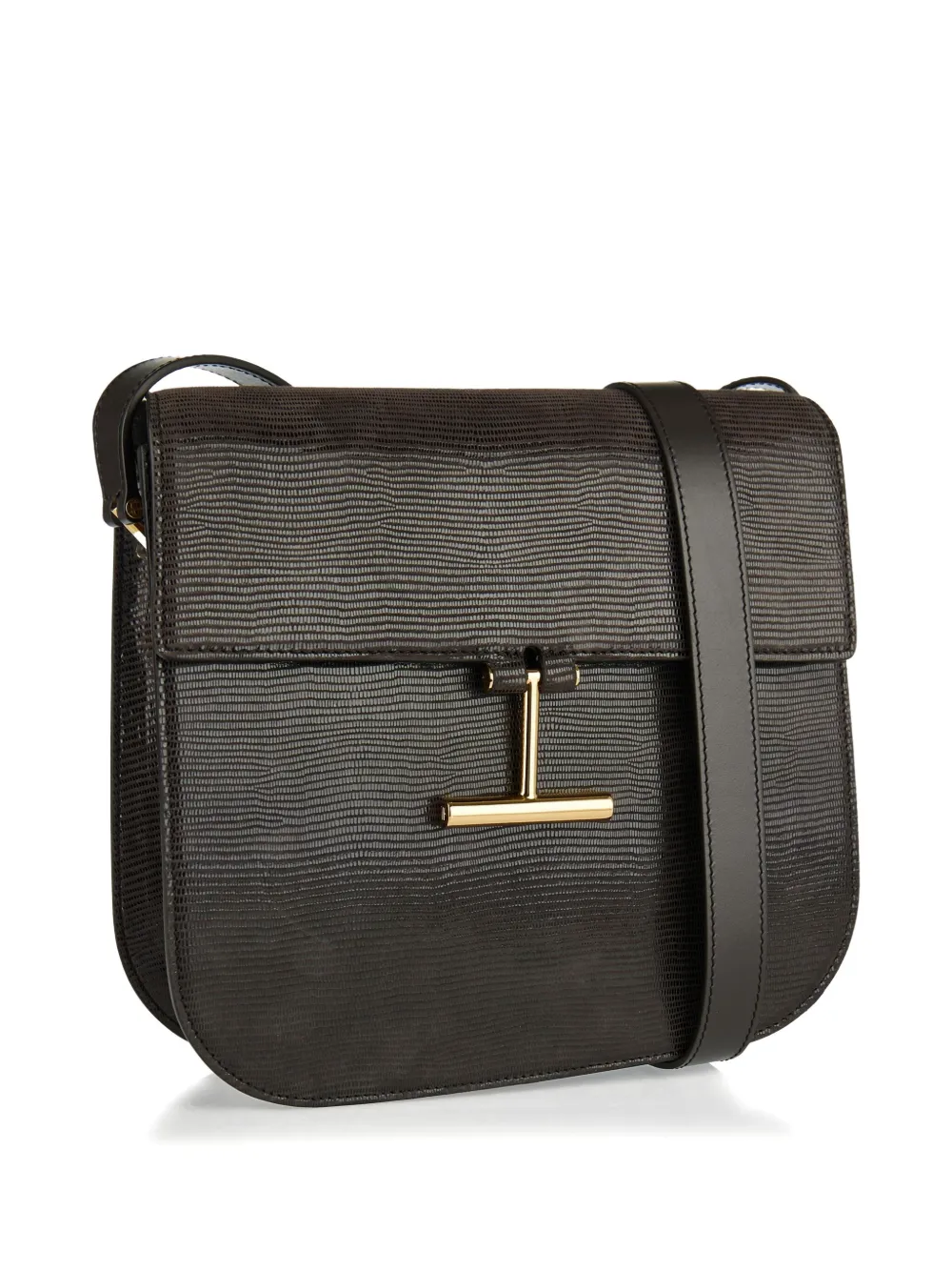 Tom Ford Tara Medium Crossbody Bag In Lizard-embossed Suede And Leather In Brown
