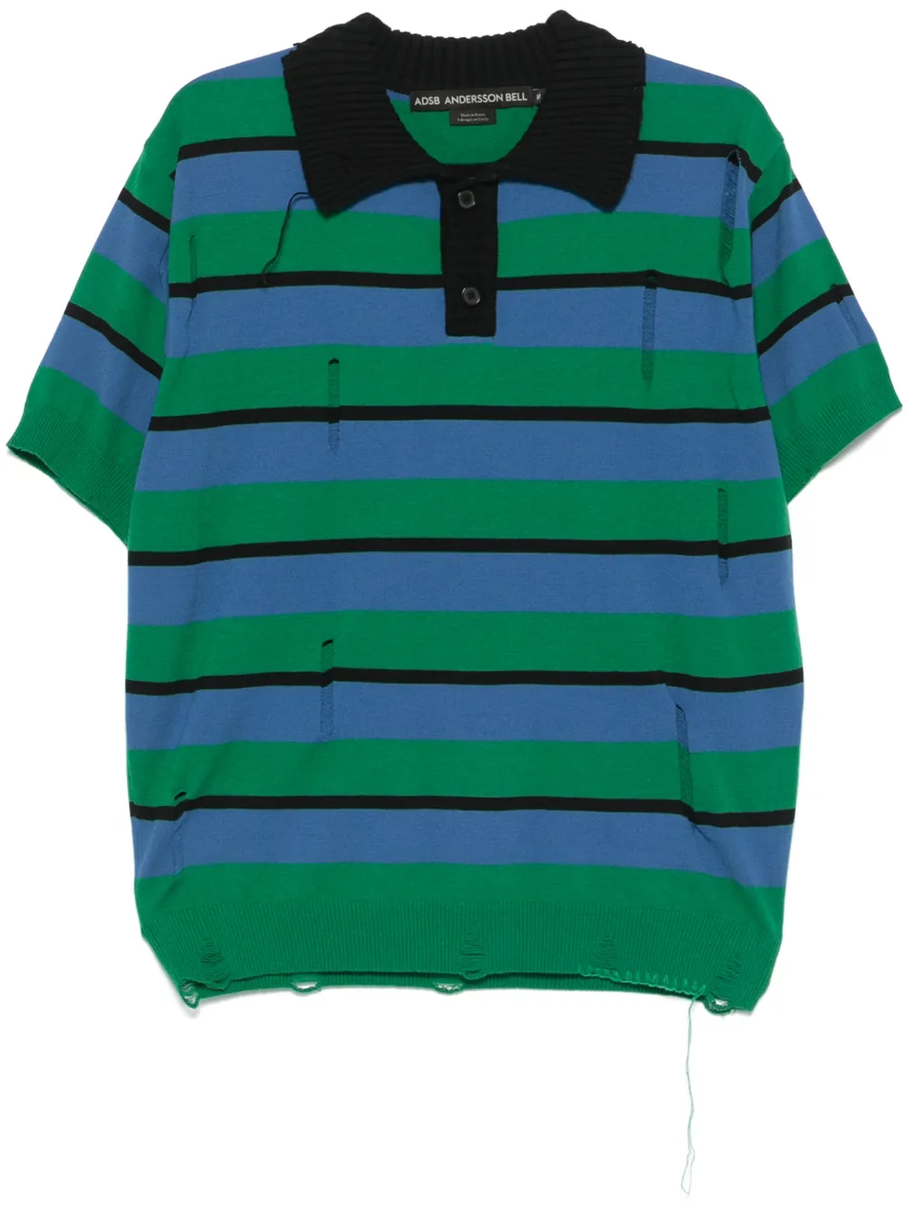 damaged striped polo shirt