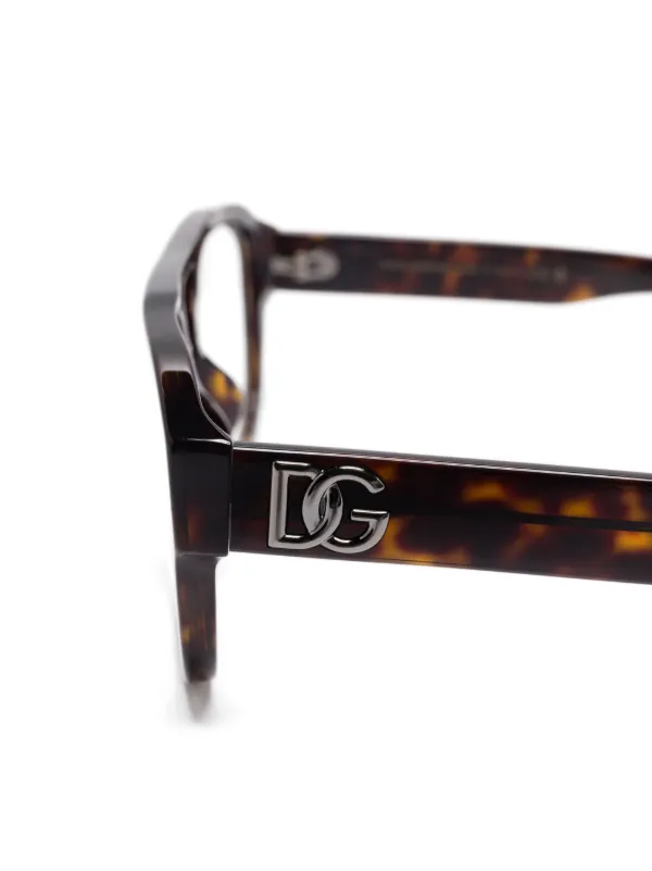 Dolce & Gabbana Eyewear logo-plaque Glasses | Brown | FARFETCH display picture 2