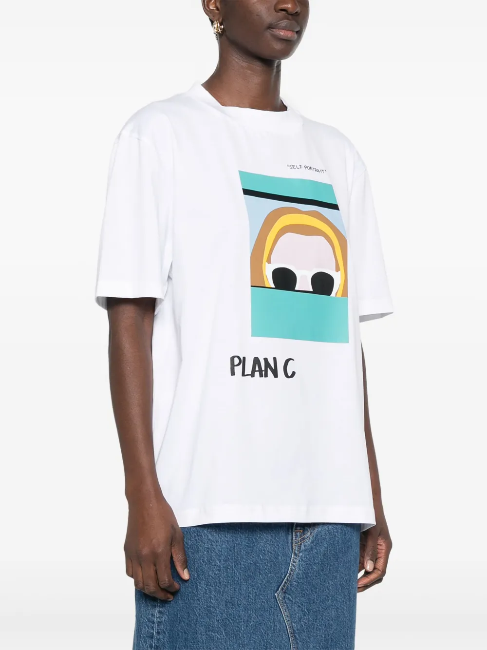 Plan C Self Portrait T-shirt met print Wit