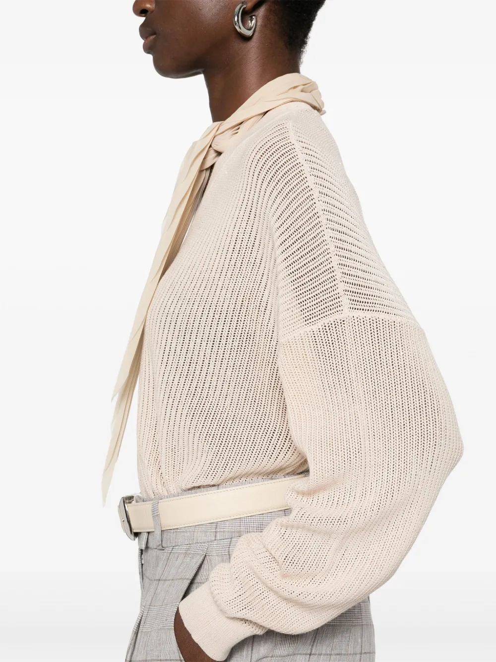 Shop Peserico Sequin-detail Cotton Top In Neutrals
