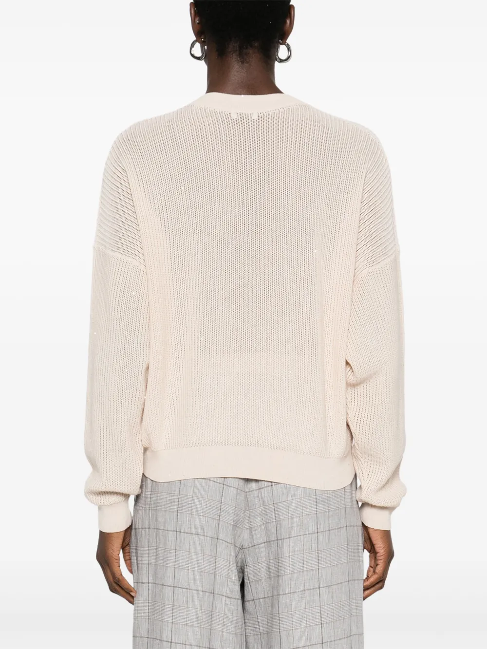 Shop Peserico Sequin-detail Cotton Top In Neutrals