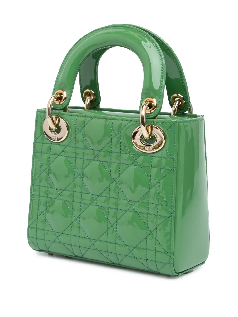 Christian Dior Pre-Owned 2022 Mini Patent Cannage Lady Dior boekentas - Groen