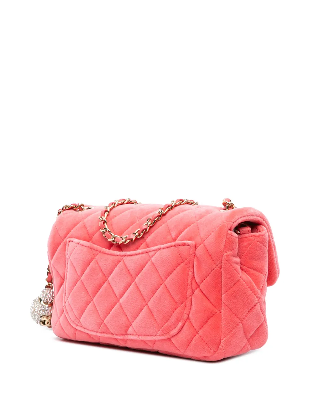 CHANEL Pre-Owned 2020 Mini Pearl Crush Flap fluwelen rechhoekige crossbodytas - Roze