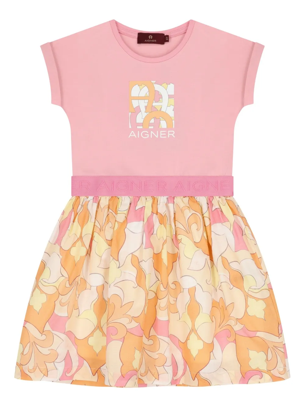 Aigner Kids Jurk met logoprint Roze