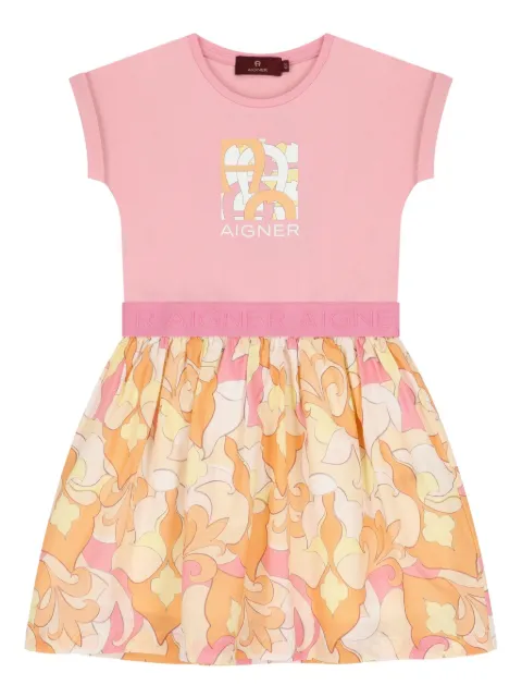 Aigner Kids vestido con logo estampado