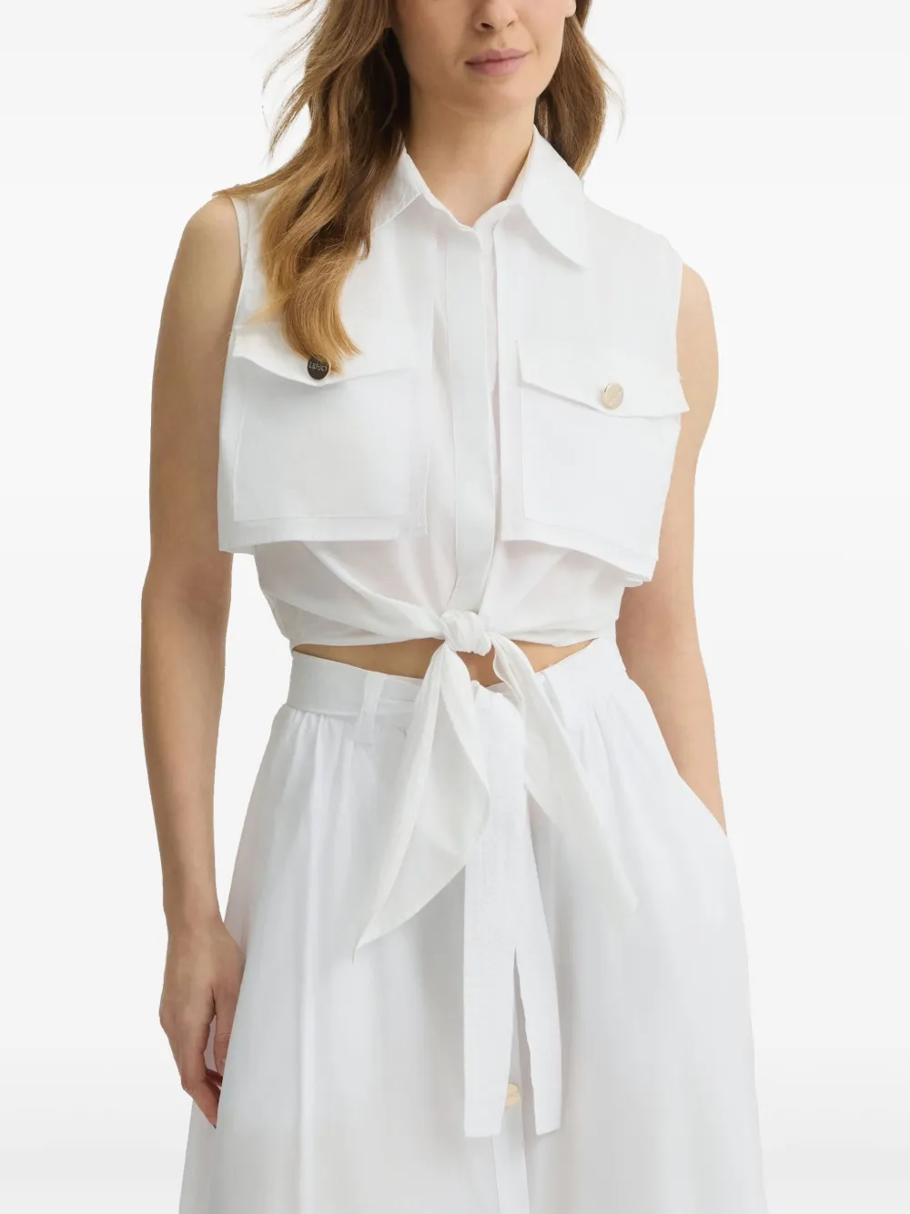LIU JO Cropped T-shirt met geknoopt detail Wit
