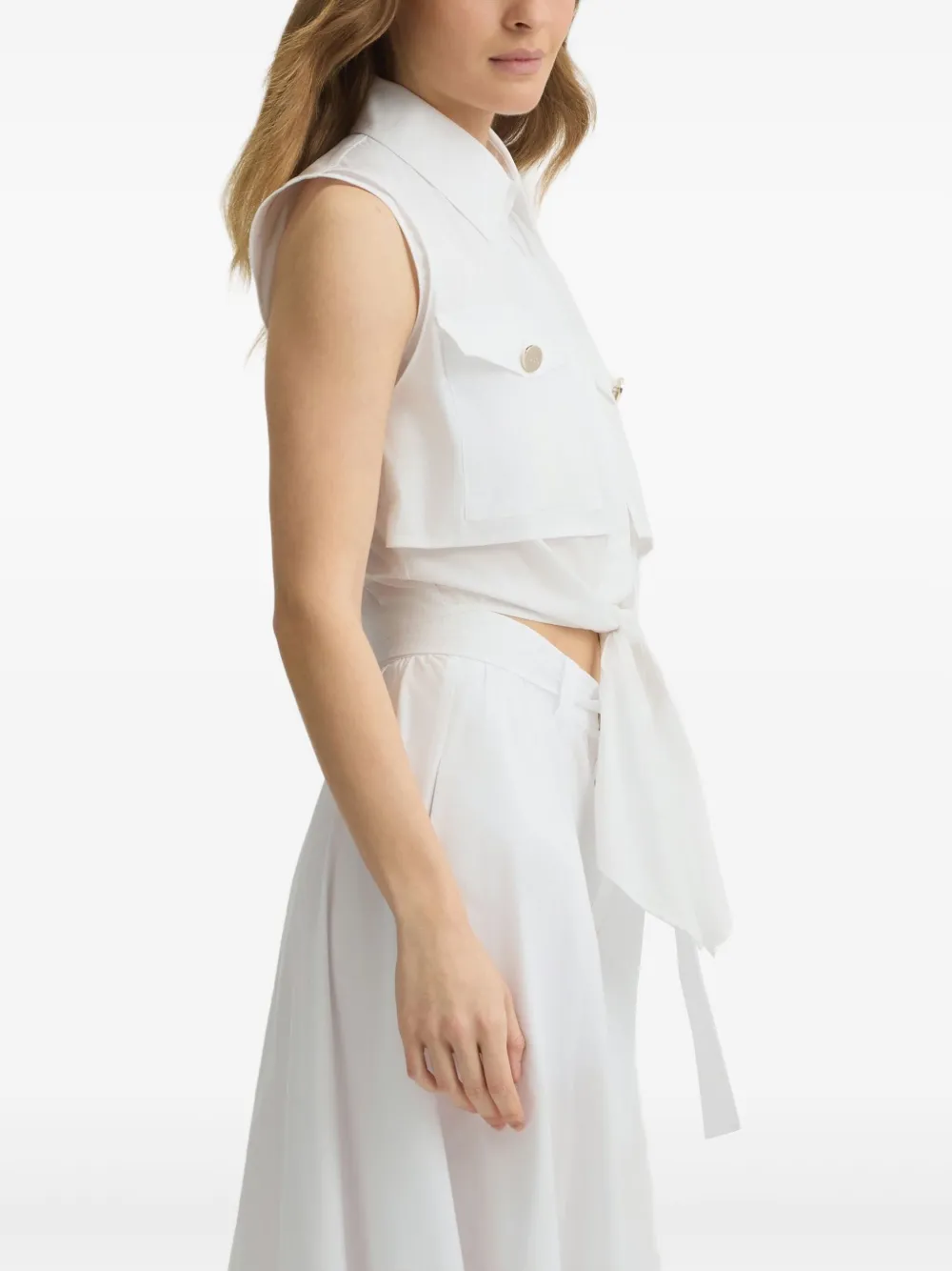 LIU JO Cropped T-shirt met geknoopt detail Wit