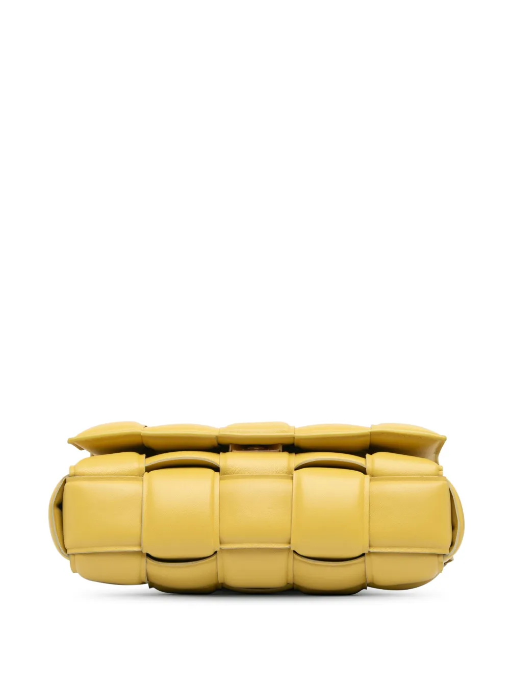 Pre-owned Bottega Veneta 2012-2024 Nappa Intrecciato Padded Chain Cassette Satchel In Yellow