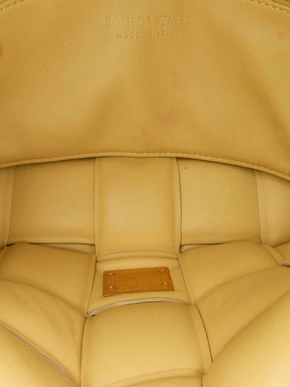 Pre-owned Bottega Veneta 2012-2024 Nappa Intrecciato Padded Chain Cassette Satchel In Yellow