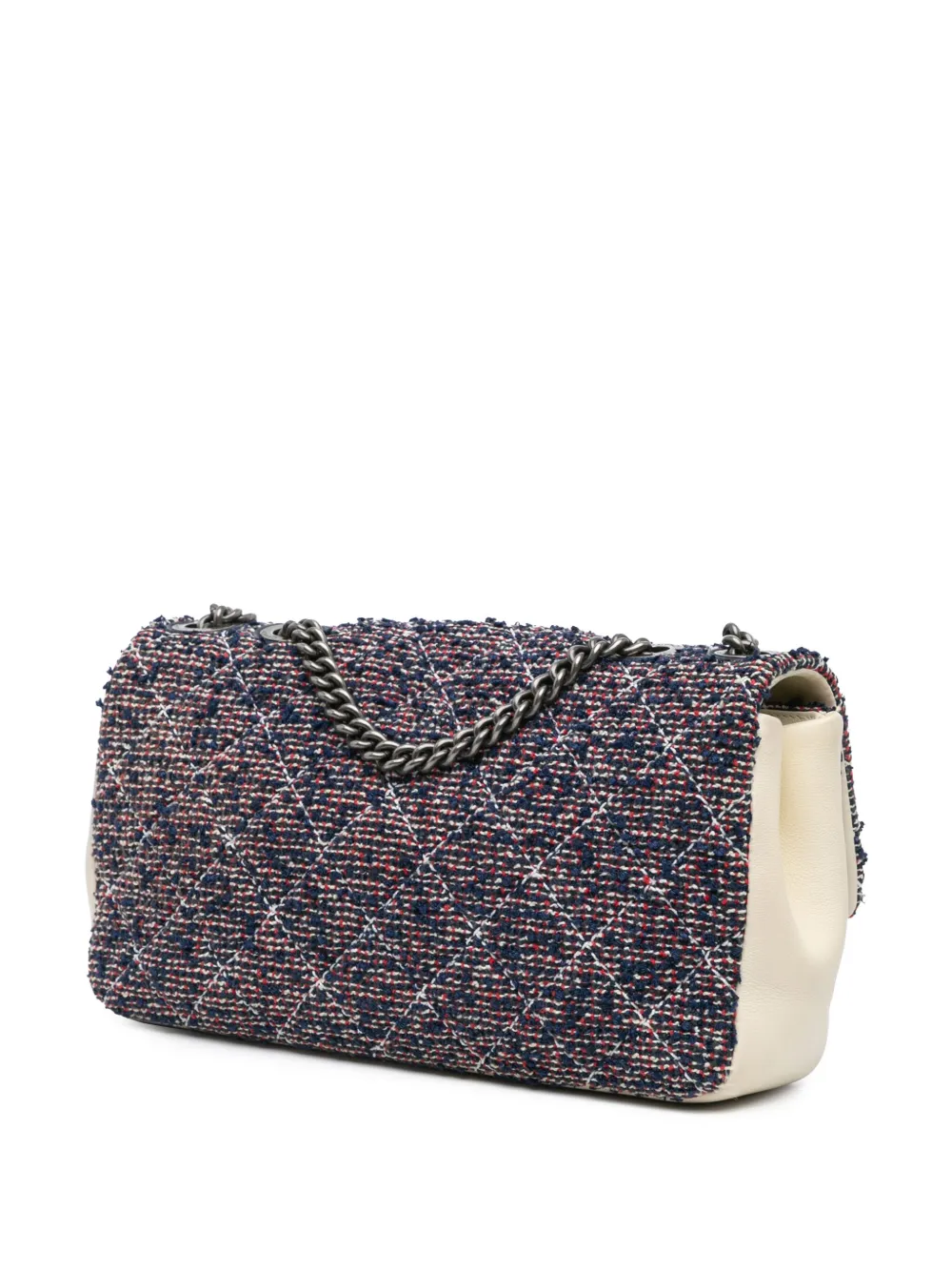 CHANEL Pre-Owned 2016-2017 Tweed Single Flap crossbodytas - Blauw