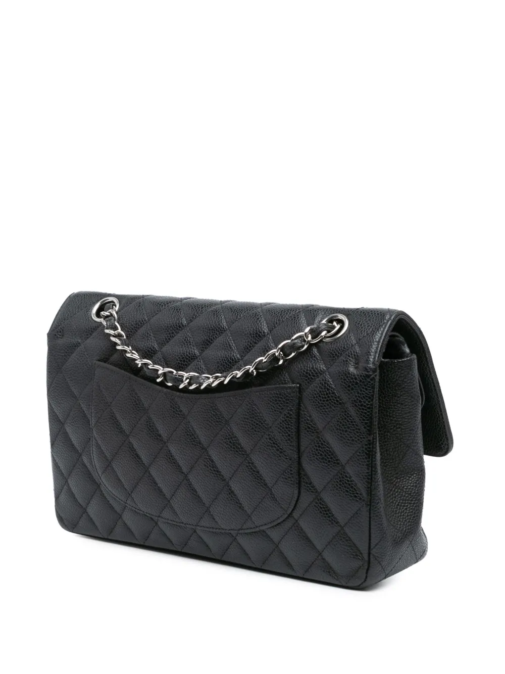 CHANEL Pre-Owned 2009-2010 medium Classic Caviar Double Flap schoudertas - Zwart