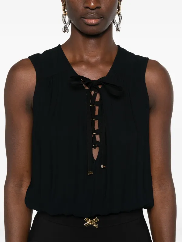 Elisabetta Franchi レースアップ マキシドレス | ブラック