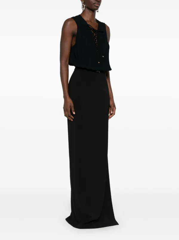 Elisabetta Franchi レースアップ マキシドレス | ブラック Elisabetta Franchi レースアップ マキシドレス | ブラック