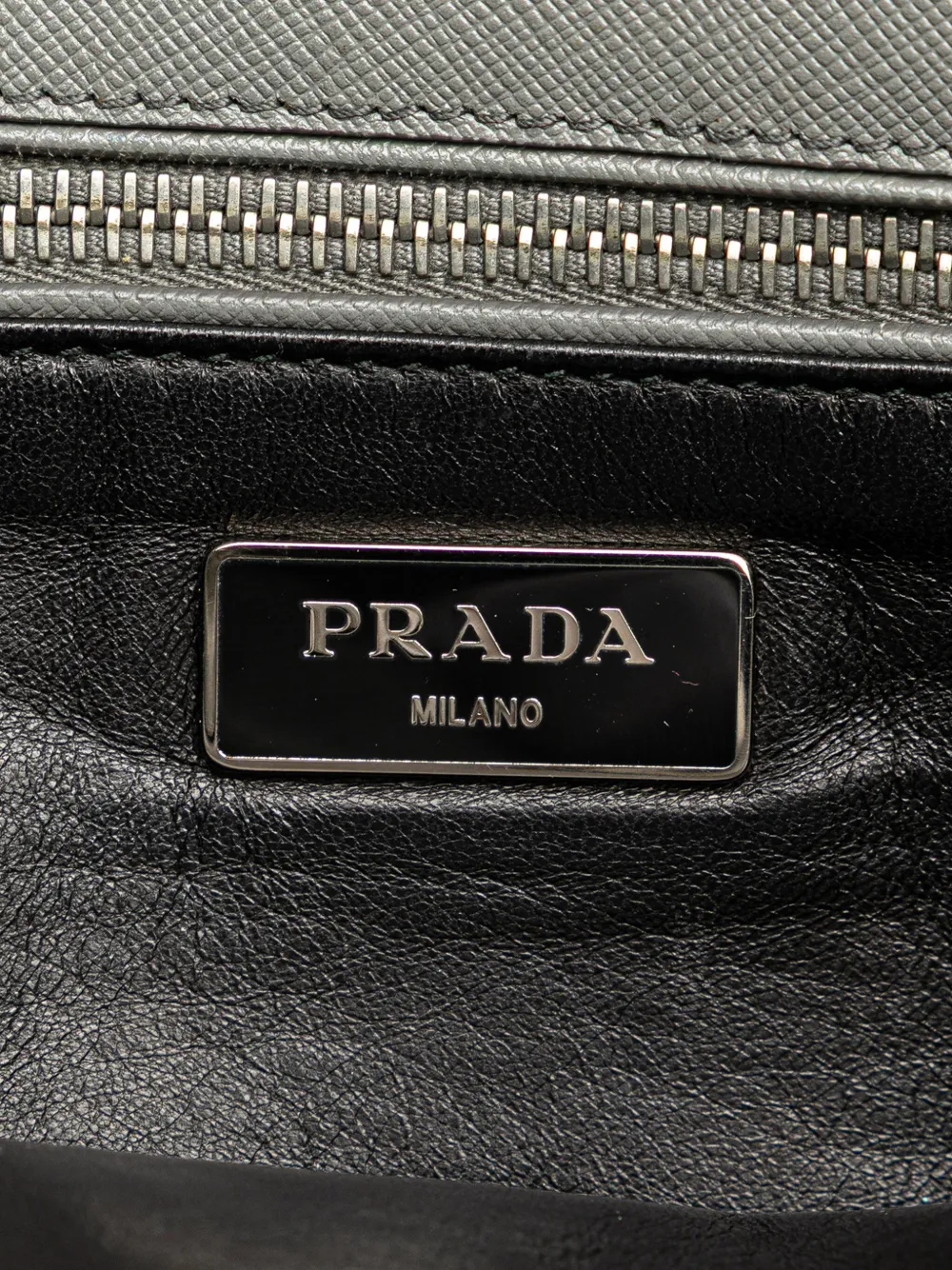 Pre-owned Prada 2010-2024 Saffiano Soft Stitched Sound Lock Shoulder Bag In Grey