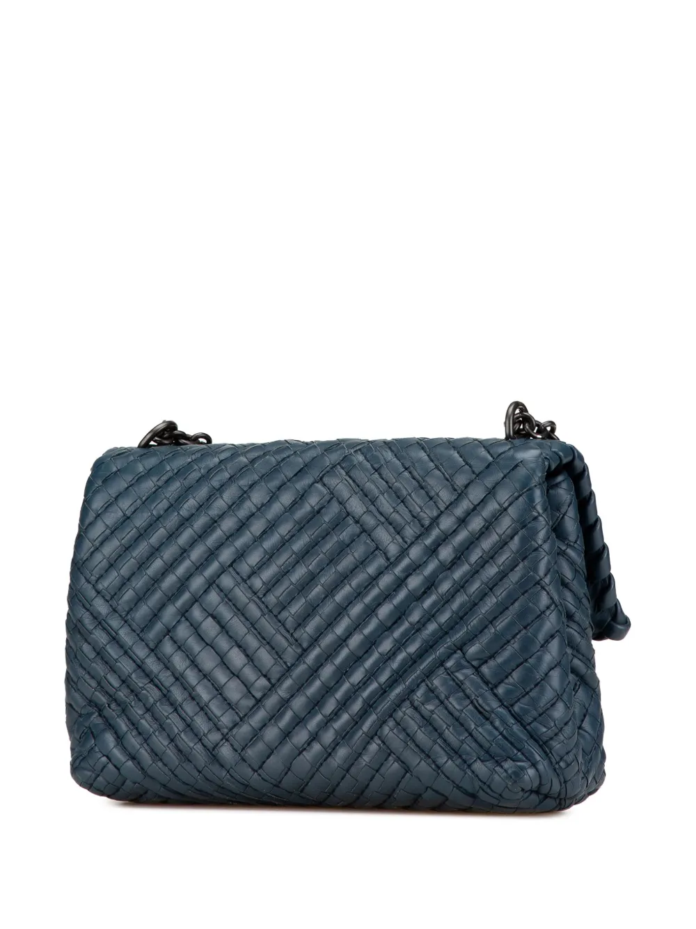 Bottega Veneta Pre-Owned 2012-2024 kleine Nappa Intrecciato Olimpia schoudertas met stiksels - Blauw