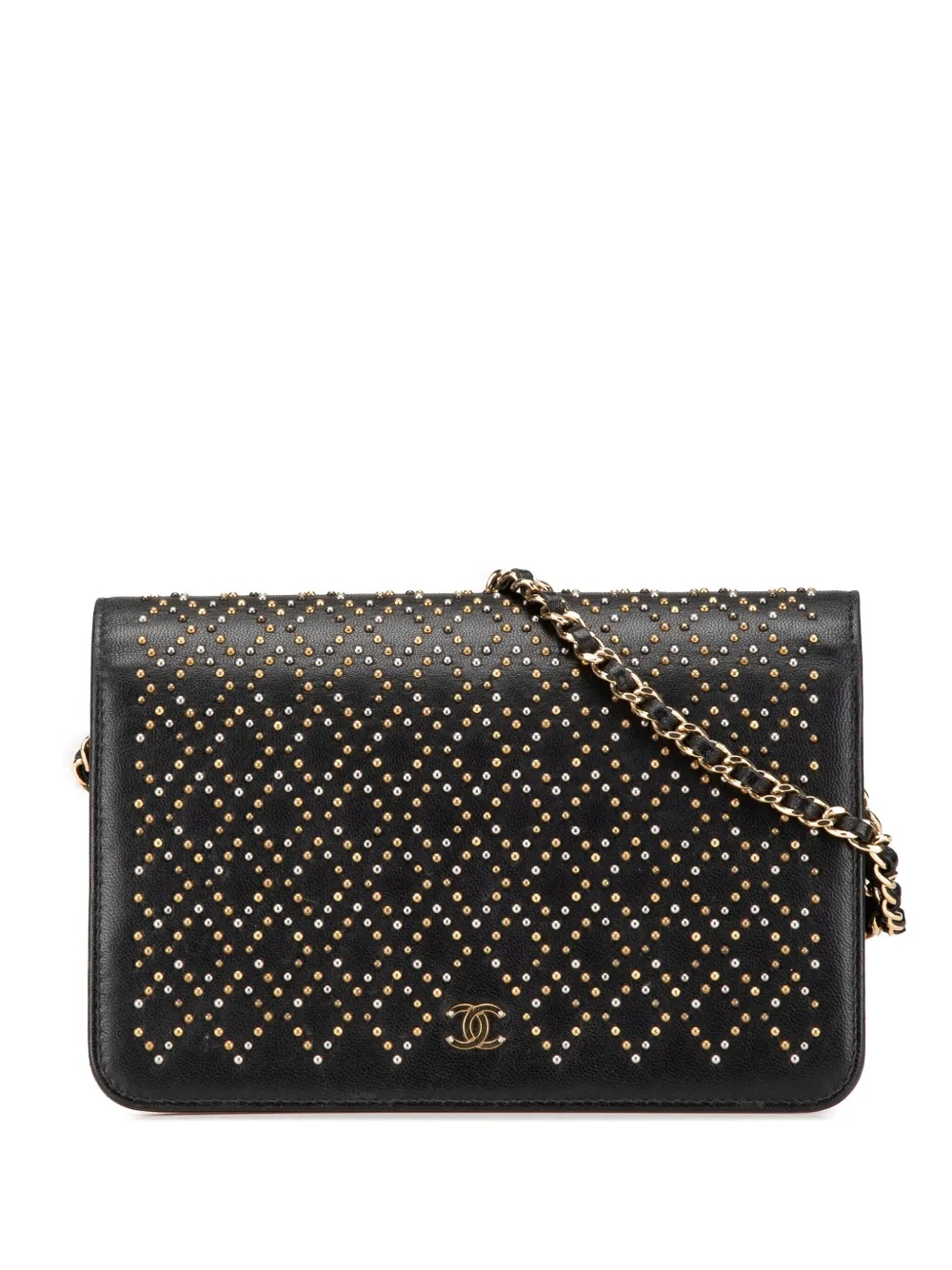 CHANEL Pre-Owned 2016-2017 ココマーク スタッズ ラムスキン ウォレットオンチェーン ショルダーバッグ - CHANEL Pre-Owned 2016-2017 ココマーク スタッズ ラムスキン ウォレットオンチェーン ショルダーバッグ -