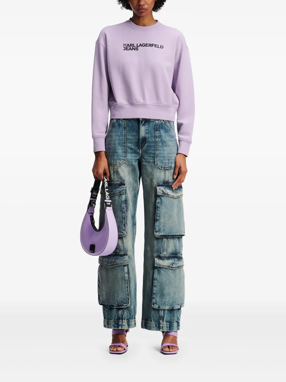 Karl Lagerfeld Jeans Sweater met logoprint Paars