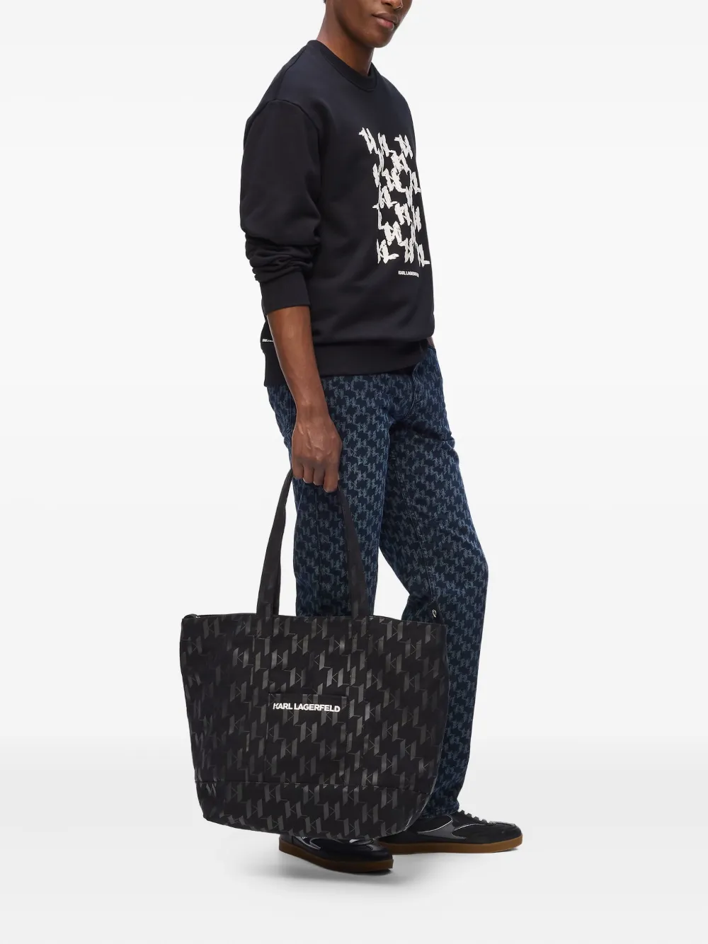 Karl Lagerfeld Extra grote K Monogram shopper Zwart