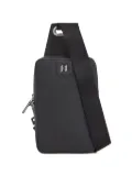 Karl Lagerfeld monogram leather messenger bag - Black