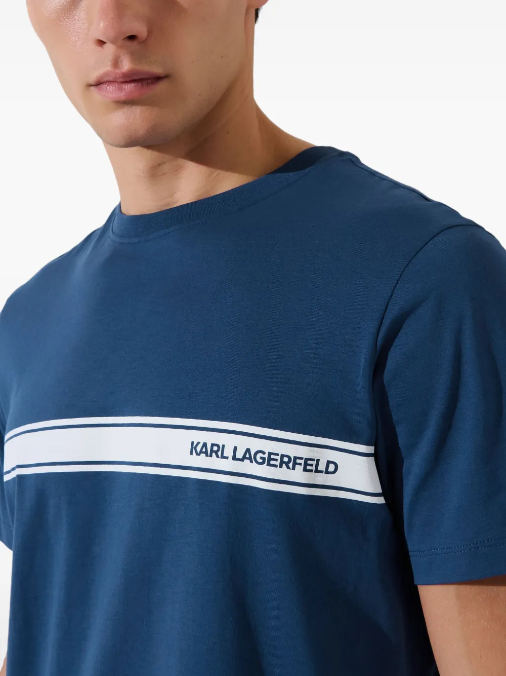 Karl Lagerfeld T-shirt met logo Blauw