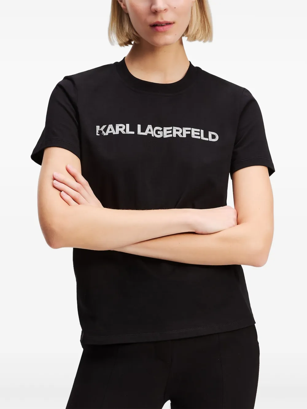 Shop Karl Lagerfeld Logo-print T-shirt