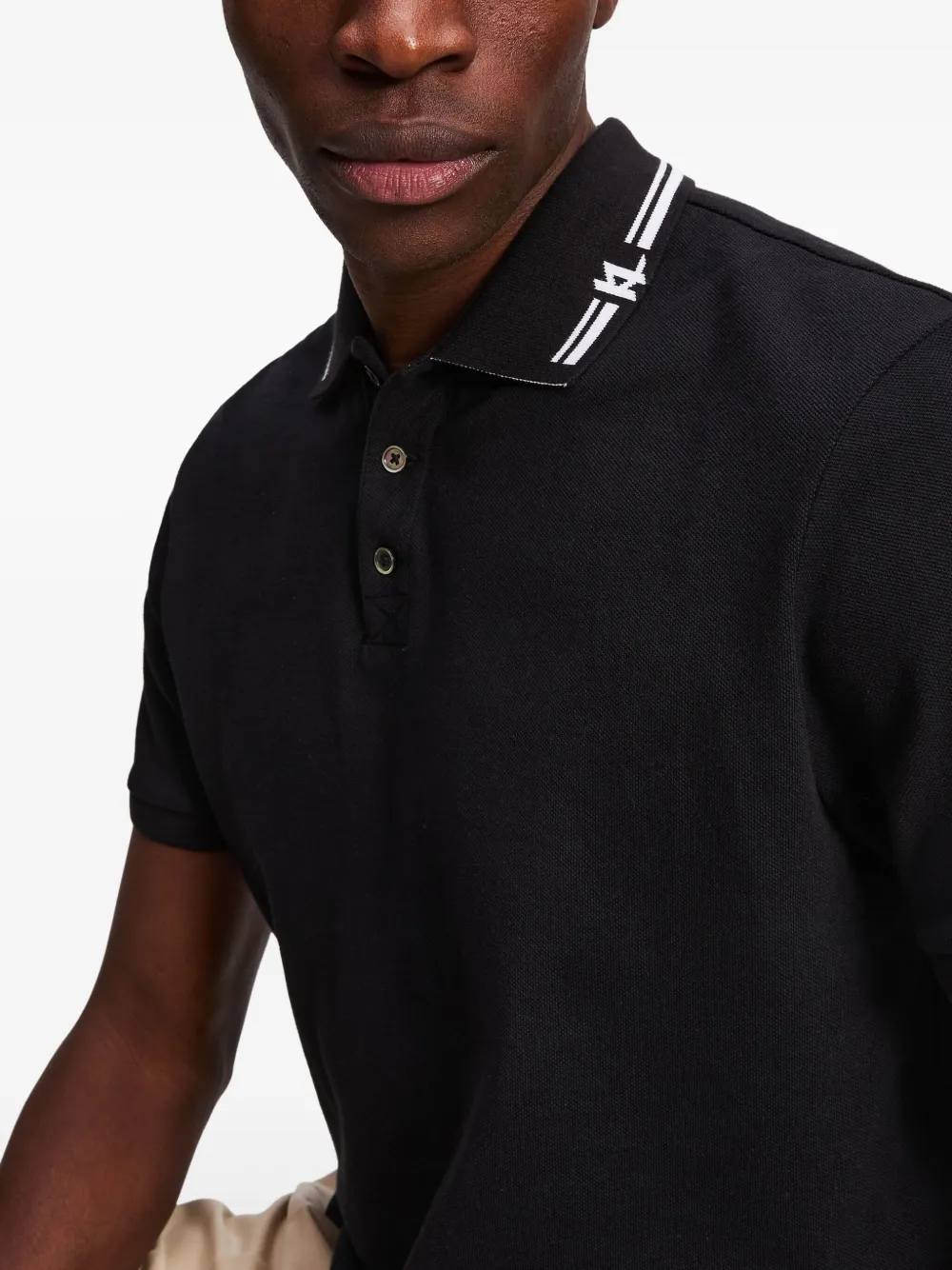 Karl Lagerfeld Poloshirt met contrasterende afwerking Zwart