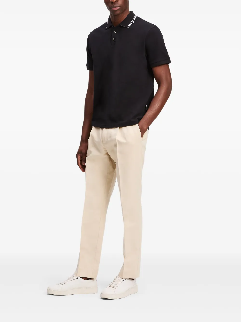 Karl Lagerfeld Poloshirt met contrasterende afwerking - Zwart